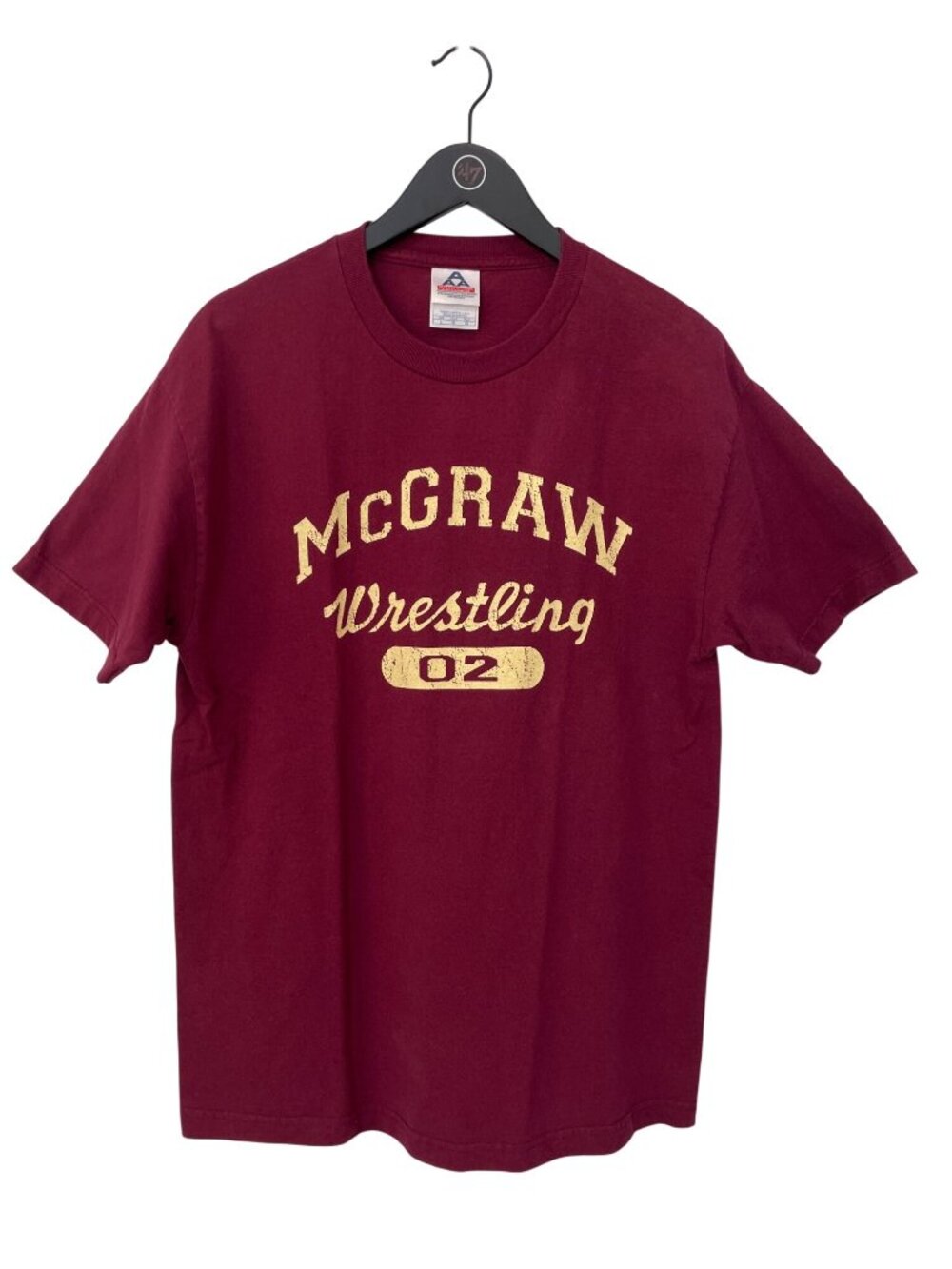 Alstyle Graphic Tee Large McGraw Wrestling 02 Crewneck Short Sleeve Maroon Retro